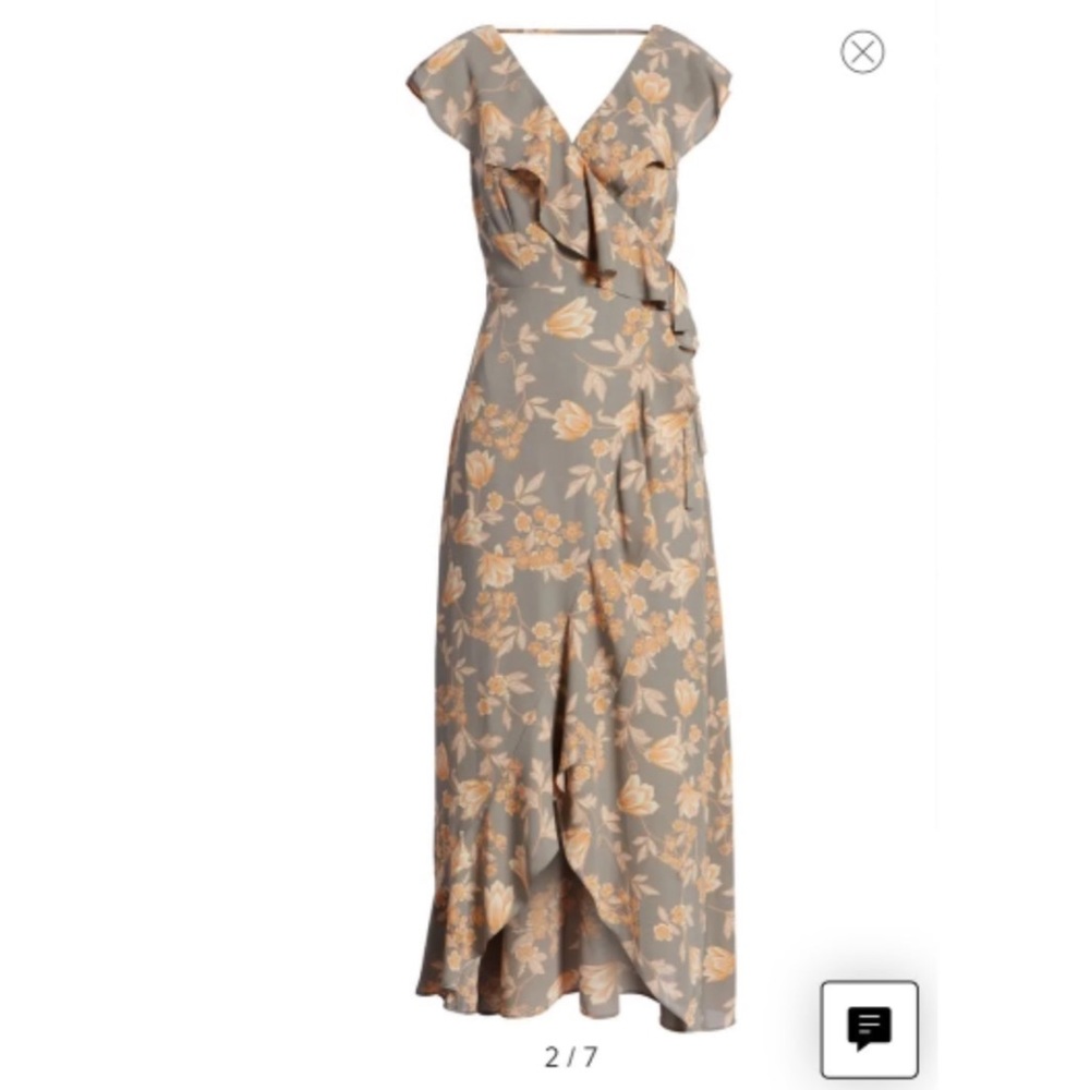 Leith wrap ruffle midi dress